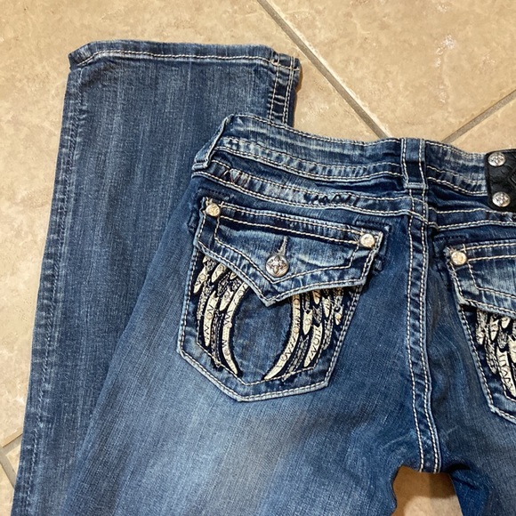 Miss Me Studded Angel Wings Flap Pocket Jeans Bootcut size 31 - Picture 2 of 8
